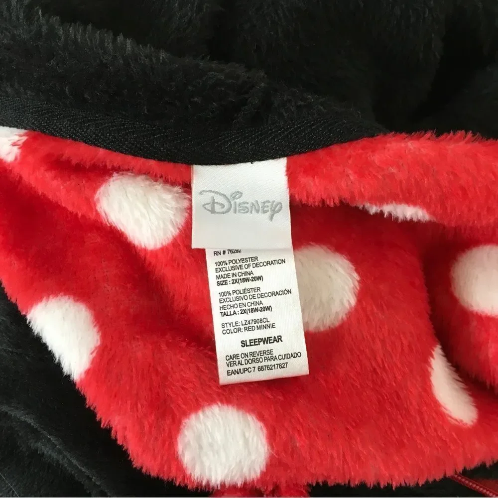 NEW Disney Minnie Mouse Fleece Hooded Onesie Sleepwear Costume 2X - Picture 13 of 13